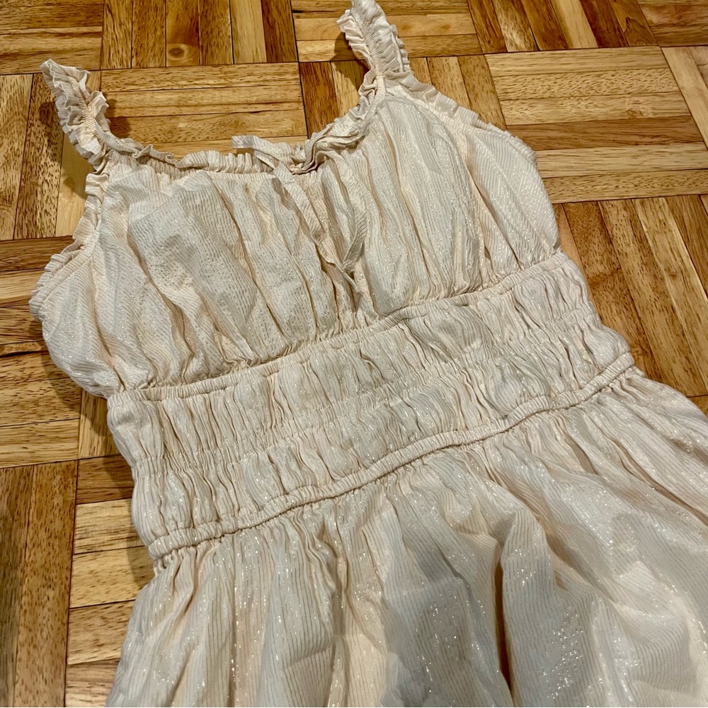 Cream Sparkly Ruffle Dress